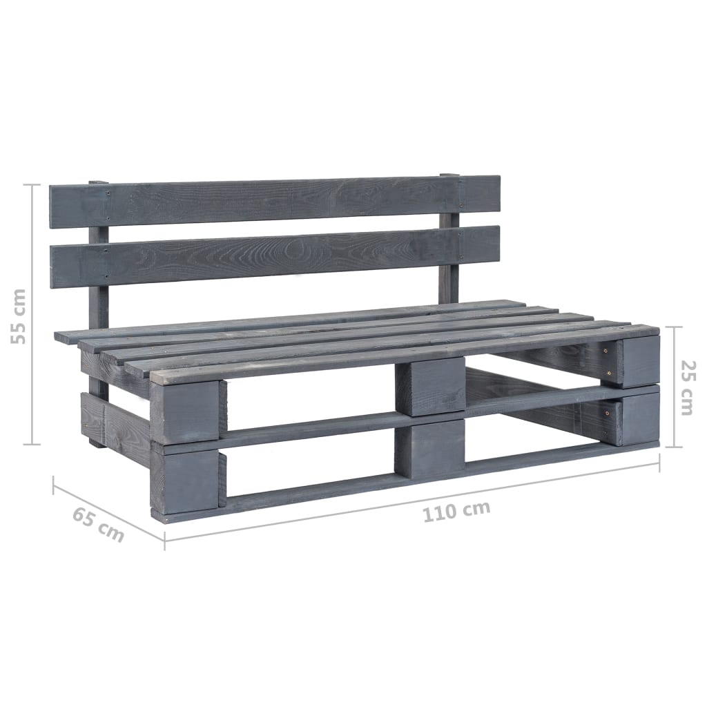 vidaXL Divano Centrale da Giardino Pallet Legno Pino Impregnato Grigio