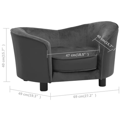 vidaXL Divano per Cani Grigio Scuro 69x49x40 cm in Peluche e Similpelle