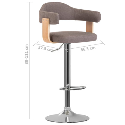 vidaXL Sgabelli da Bar 2 pz Grigio Talpa in Tessuto e Legno Curvo