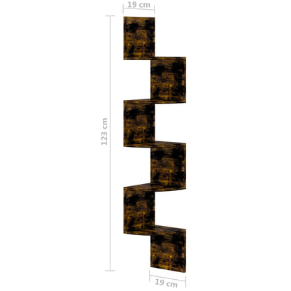 vidaXL Scaffale Angolare a Muro Rovere Fumo 19x19x123 cm Multistrato