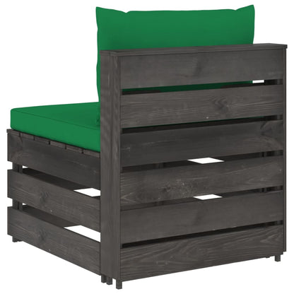 vidaXL Divano Centrale Modulare con Cuscini in Legno Impregnato Grigio