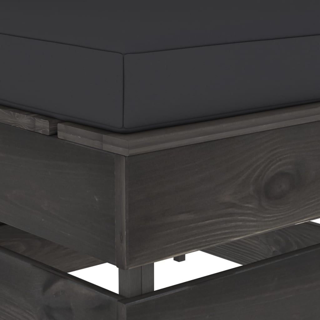 vidaXL Divano Centrale Modulare con Cuscini in Legno Impregnato Grigio