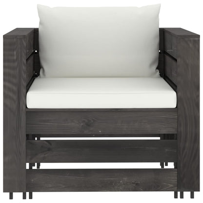 vidaXL Set Salotto da Giardino 2pz con Cuscini Legno Impregnato Grigio