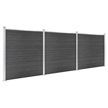 vidaXL Set Pannelli di Recinzione in WPC 526x186 cm Nero
