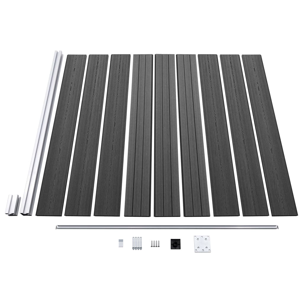 vidaXL Set Pannelli di Recinzione in WPC 526x186 cm Nero