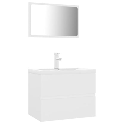vidaXL Set Mobili da Bagno Bianco in Truciolato