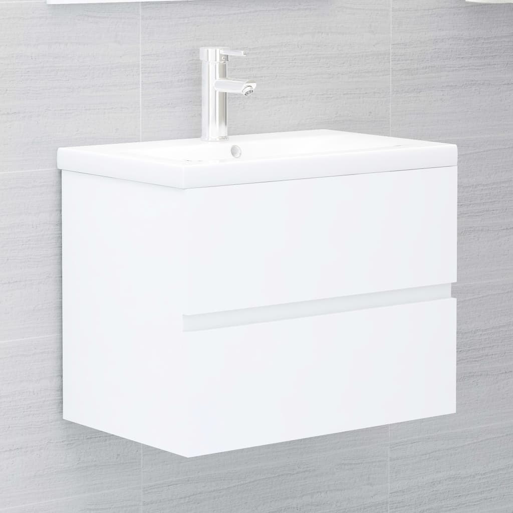 vidaXL Set Mobili da Bagno Bianco in Truciolato