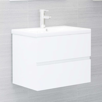 vidaXL Set Mobili da Bagno Bianco in Truciolato