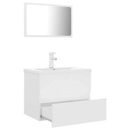 vidaXL Set Mobili da Bagno Bianco in Truciolato