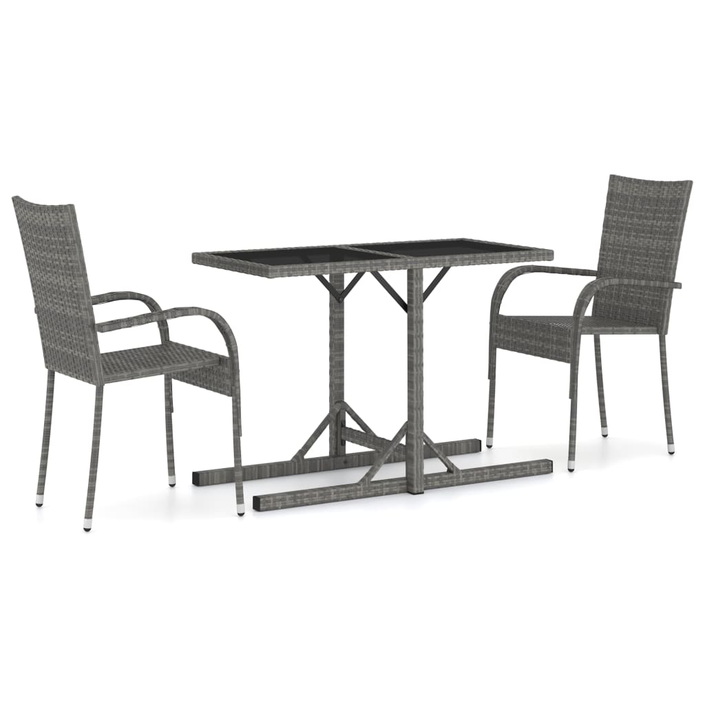 vidaXL Set Mobili da Pranzo per Giardino 3 pz Grigio