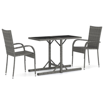 vidaXL Set Mobili da Pranzo per Giardino 3 pz Grigio