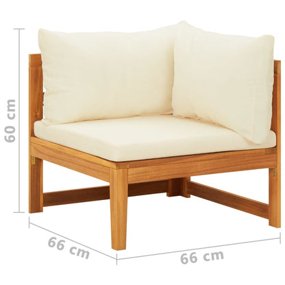 vidaXL Divano Angolare con Cuscini Bianco Crema in Massello di Acacia