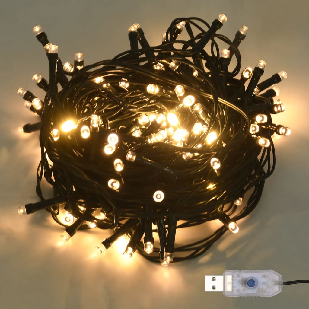 vidaXL Stringa di Luci con 300 LED Bianco Caldo 30 m in PVC
