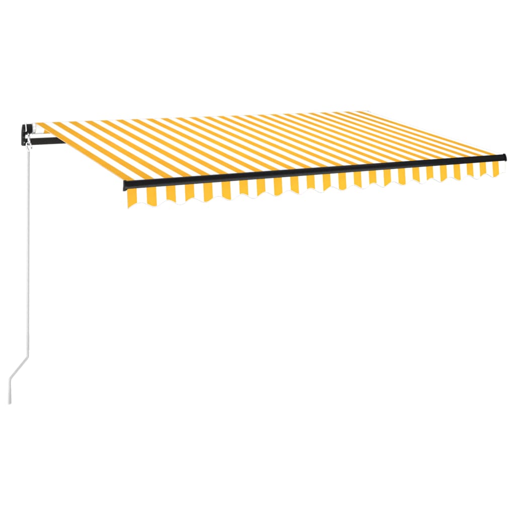 vidaXL Tenda da Sole Retrattile Manuale LED 400x350 cm Giallo Bianco