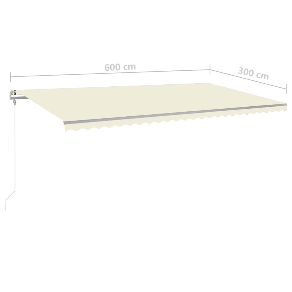 vidaXL Tenda da Sole Automatica con Sensore Vento e LED 6x3 m Crema