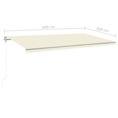 vidaXL Tenda da Sole Automatica con Sensore Vento e LED 6x3 m Crema