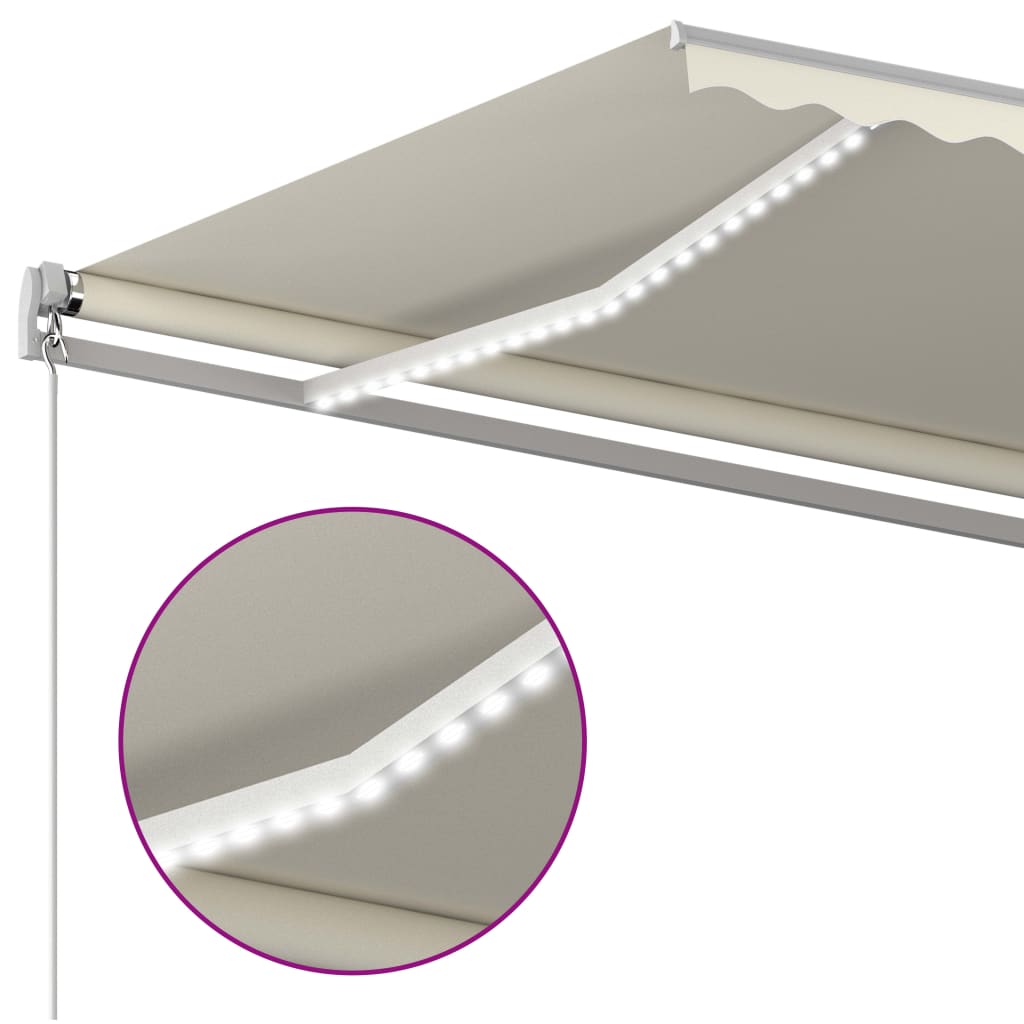 vidaXL Tenda da Sole Automatica con Sensore Vento e LED 6x3 m Crema