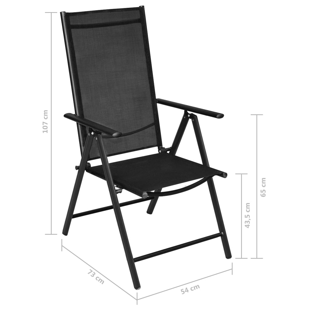 vidaXL Set Mobili da Pranzo per Giardino 5 pz in Alluminio Nero