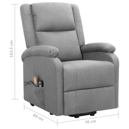 vidaXL Poltrona Alzapersona Massaggiante Grigio Chiaro Tessuto