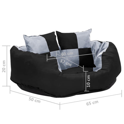 vidaXL Cuscino per Cani Reversibile e Lavabile Grigio Nero 65x50x20 cm