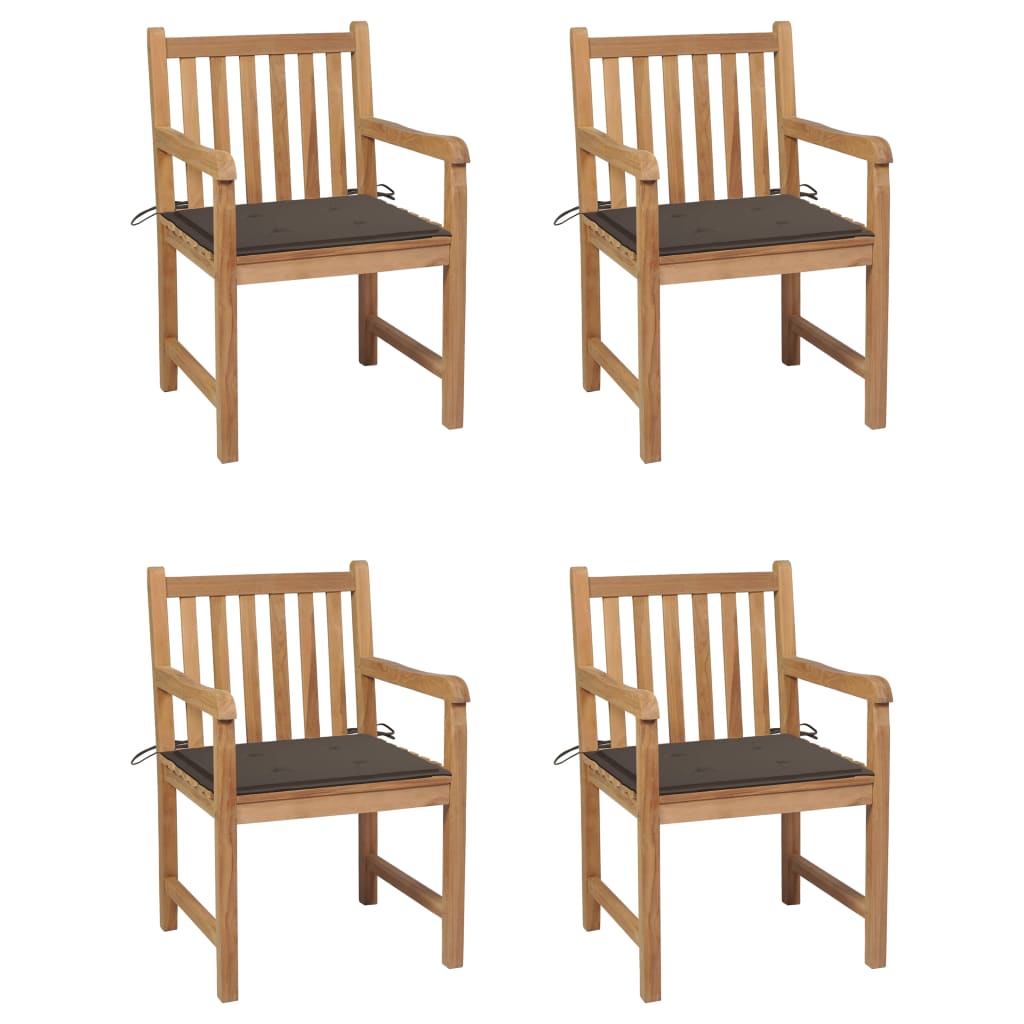 vidaXL Sedie da Giardino 4 pz con Cuscini Talpa in Massello di Teak
