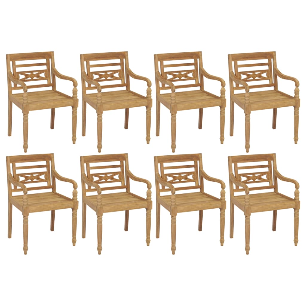 vidaXL Sedie Batavia con Cuscini 8 pz in Legno Massello di Teak
