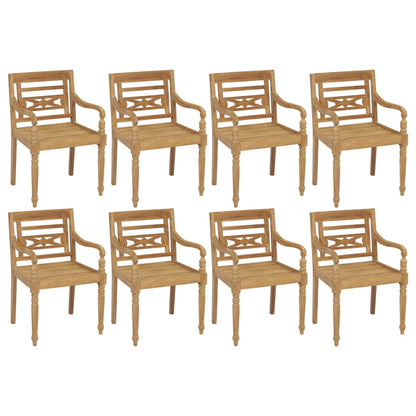 vidaXL Sedie Batavia con Cuscini 8 pz in Legno Massello di Teak