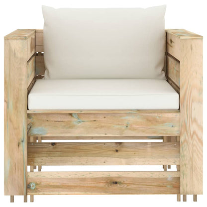 vidaXL Set Salotto da Giardino 2pz con Cuscini Legno Impregnato Verde