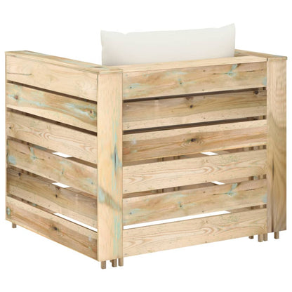 vidaXL Set Salotto da Giardino 2pz con Cuscini Legno Impregnato Verde
