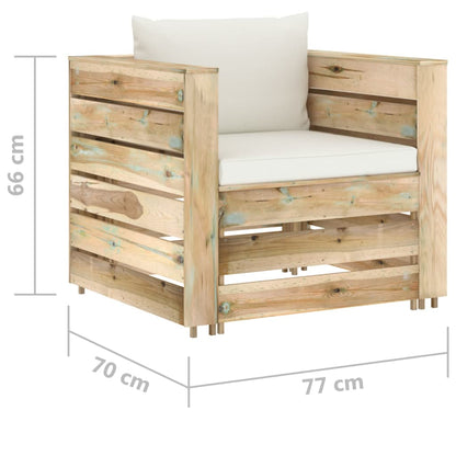 vidaXL Set Salotto da Giardino 2pz con Cuscini Legno Impregnato Verde