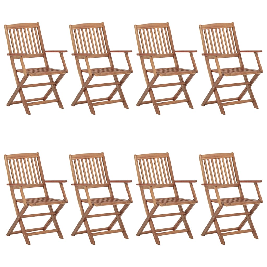 vidaXL Sedie da Giardino Pieghevoli 8 pz con Cuscini Massello Acacia