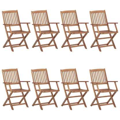 vidaXL Sedie da Giardino Pieghevoli 8 pz con Cuscini Massello Acacia