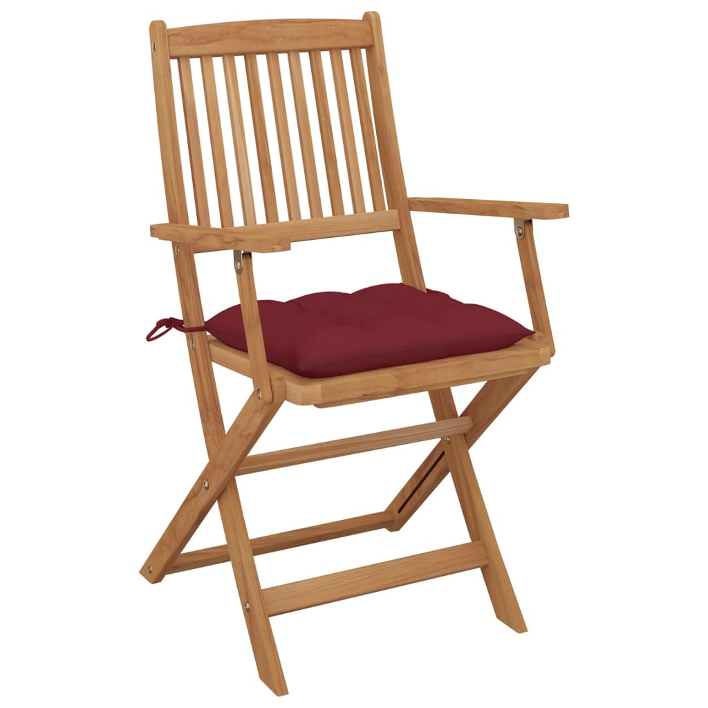 vidaXL Sedie da Giardino Pieghevoli 8 pz con Cuscini Massello Acacia