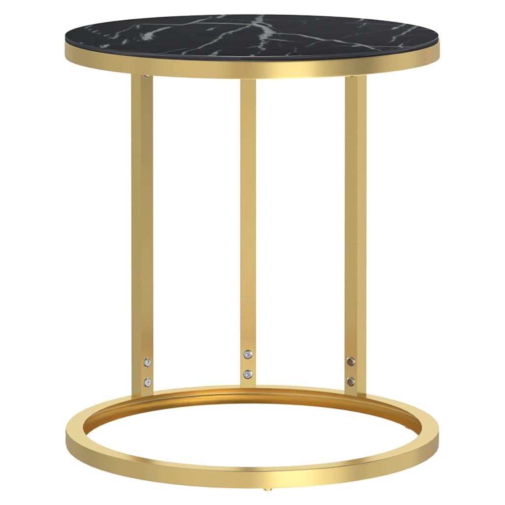 vidaXL Tavolino Oro e Marmo Nero 45 cm in Vetro Temperato