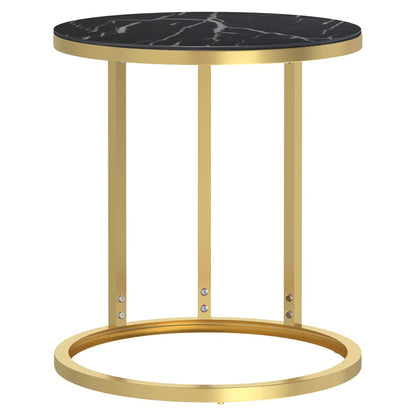 vidaXL Tavolino Oro e Marmo Nero 45 cm in Vetro Temperato