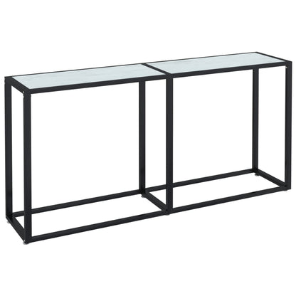 vidaXL Tavolo Consolle Bianco Marmo 160x35x75,5 cm in Vetro Temperato