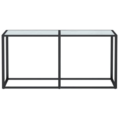 vidaXL Tavolo Consolle Bianco Marmo 160x35x75,5 cm in Vetro Temperato
