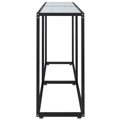 vidaXL Tavolo Consolle Bianco Marmo 160x35x75,5 cm in Vetro Temperato