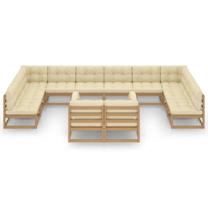 vidaXL Set Salotto Giardino e Cuscini 12 pz Legno Massello Pino Ambra
