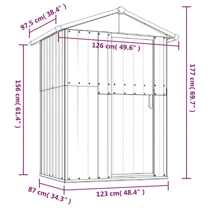 vidaXL Capanno da Giardino Verde 126x97,5x177 cm Acciaio Zincato