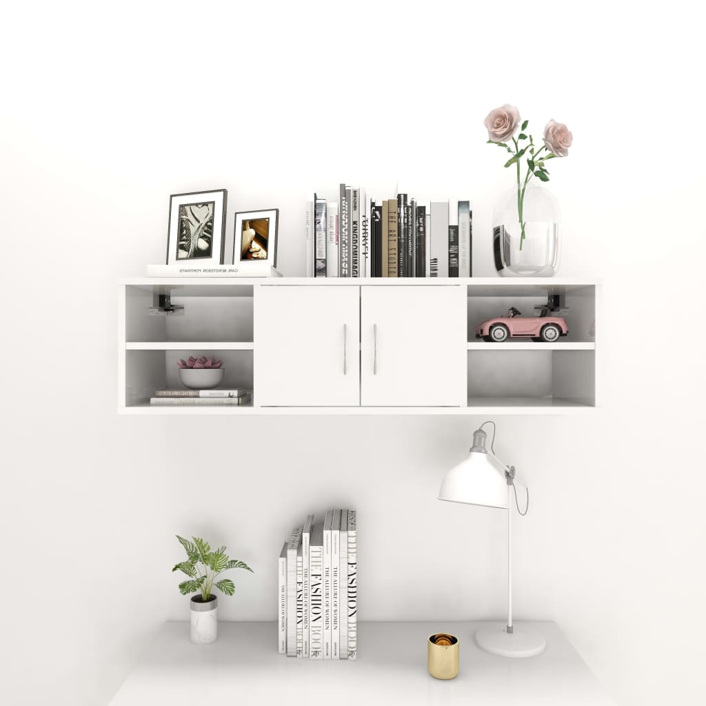 vidaXL Scaffale a Parete Bianco Lucido 102x30x29 cm Legno Multistrato
