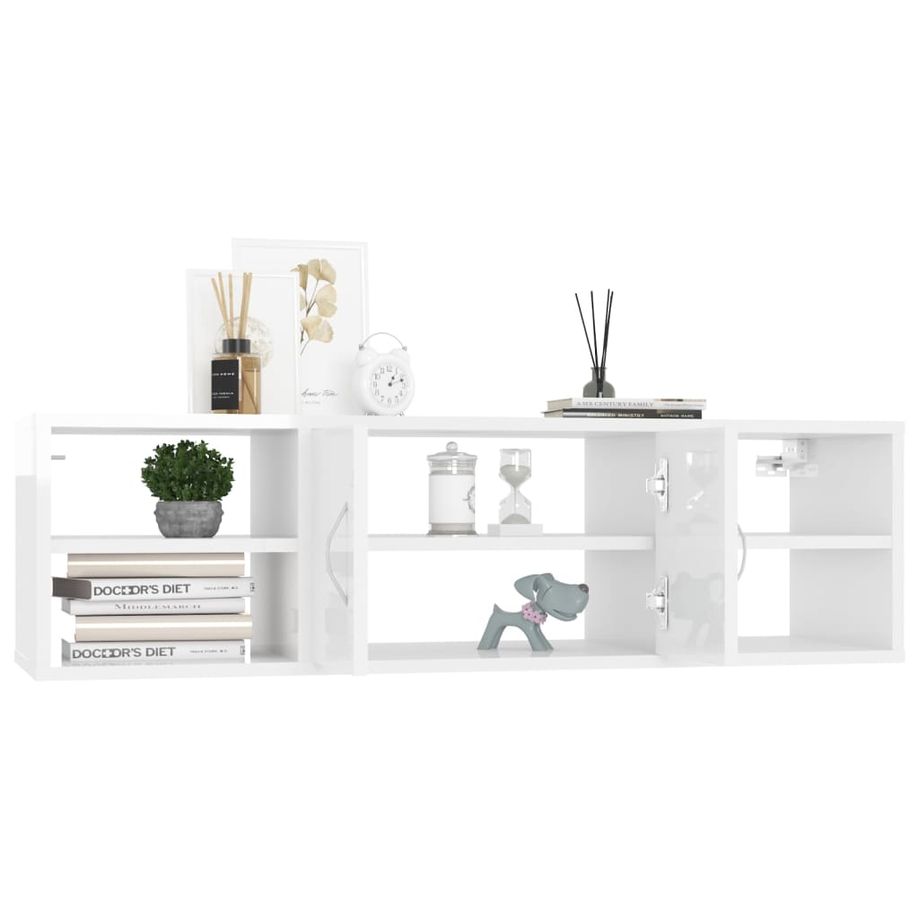 vidaXL Scaffale a Parete Bianco Lucido 102x30x29 cm Legno Multistrato