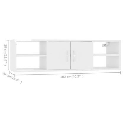vidaXL Scaffale a Parete Bianco Lucido 102x30x29 cm Legno Multistrato