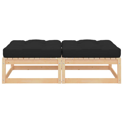 vidaXL Poggiapiedi da Giardino con Cuscini 2 pz Legno Massello di Pino
