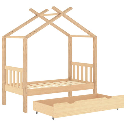 vidaXL Giroletto per Bambini con Cassetto Legno Massello Pino 70x140cm