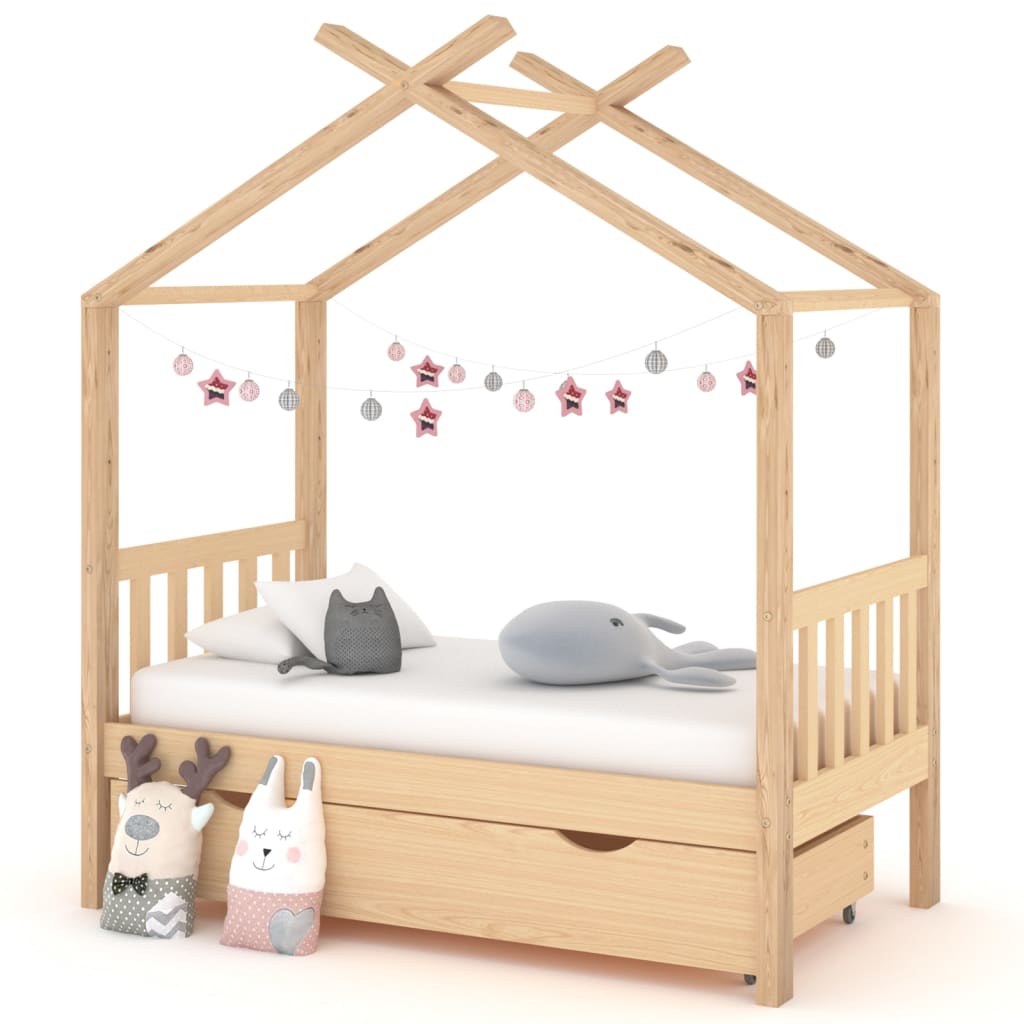 vidaXL Giroletto per Bambini con Cassetto Legno Massello Pino 70x140cm