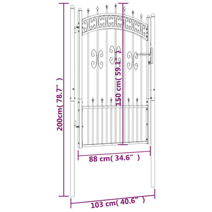 vidaXL Recinzione Cancello con Punta a Lancia Nera 103x200cm Acciaio