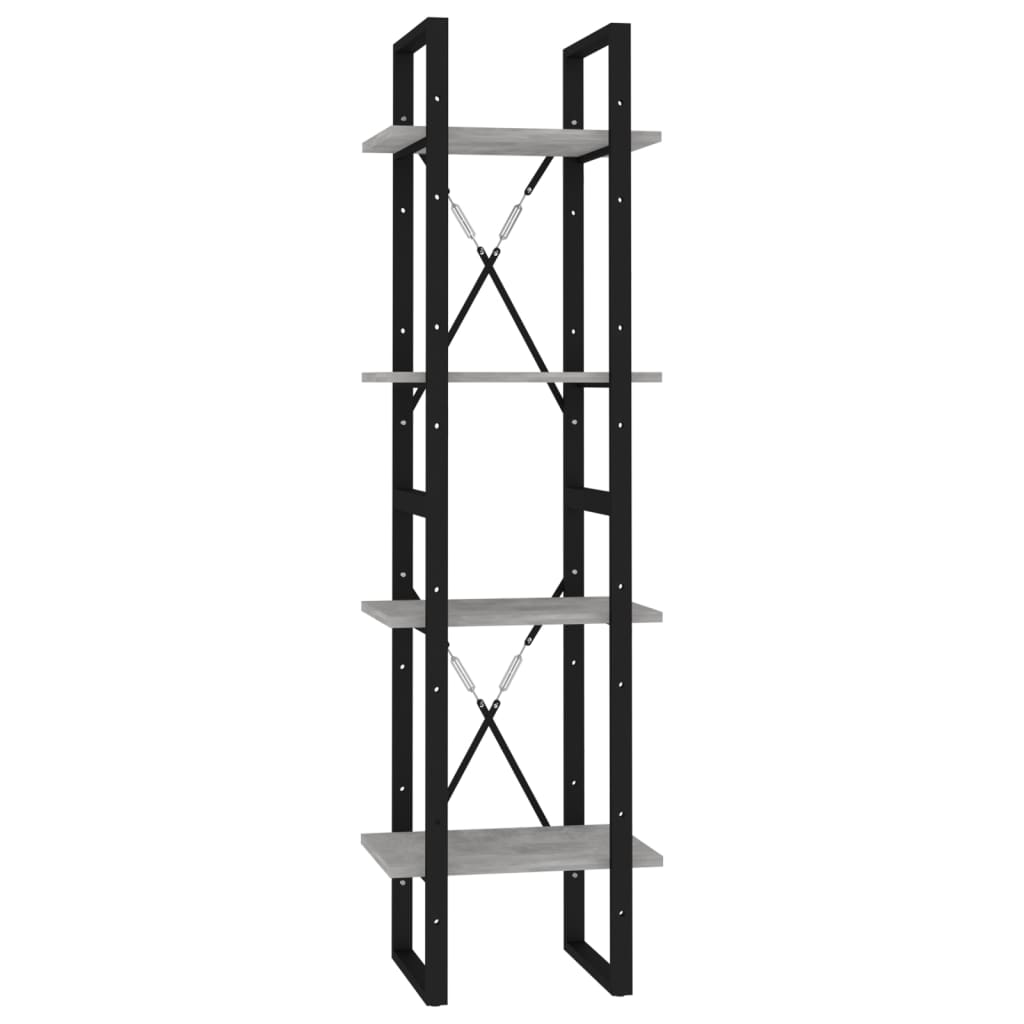 vidaXL Libreria 4 Ripiani Grigio Cemento 40x30x140cm Legno Multistrato