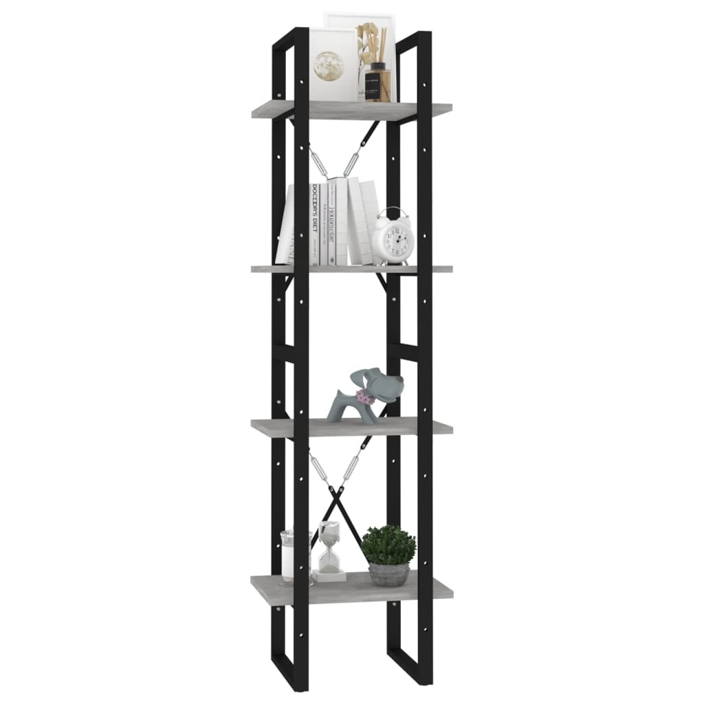 vidaXL Libreria 4 Ripiani Grigio Cemento 40x30x140cm Legno Multistrato