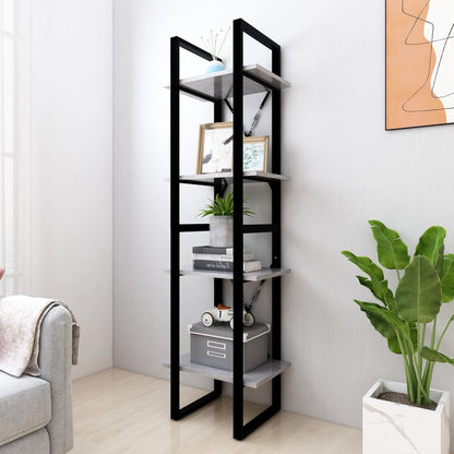 vidaXL Libreria 4 Ripiani Grigio Cemento 40x30x140cm Legno Multistrato